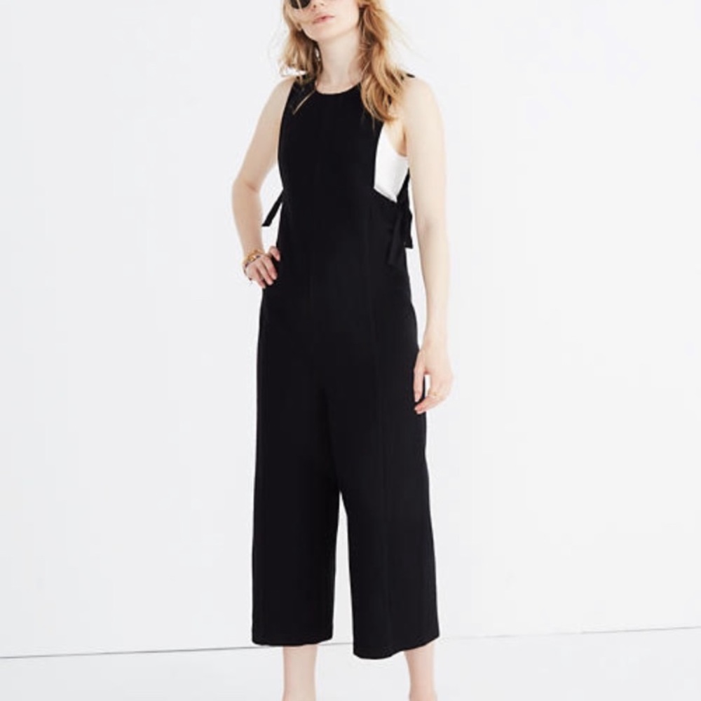 Madewell textured tie side jumpsuit romper